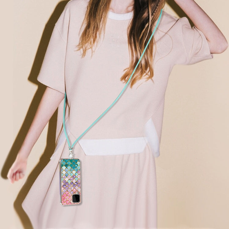 For Samsung Galaxy A22 4G EU Version/M32 Electroplating Pattern IMD TPU Shockproof Case with Neck Lanyard(Colorful Scales) by buy2fix