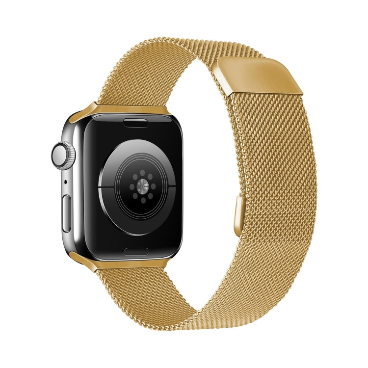 Double Section Milanese Magnetic Elasticity Strap Watch Band For Apple Watch Series 9&8&7 41mm / SE 3&SE 2&6&SE&5&4 40mm / 3&2&1 38mm(Gold) - Watch Bands by buy2fix | Online Shopping UK | buy2fix