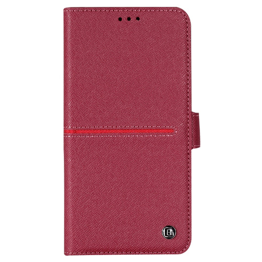 For iPhone XR GEBEI Top-grain Leather Horizontal Flip Protective Case with Holder & Card Slots & Wallet & Photo Frame(Red Wine) by GEBEI