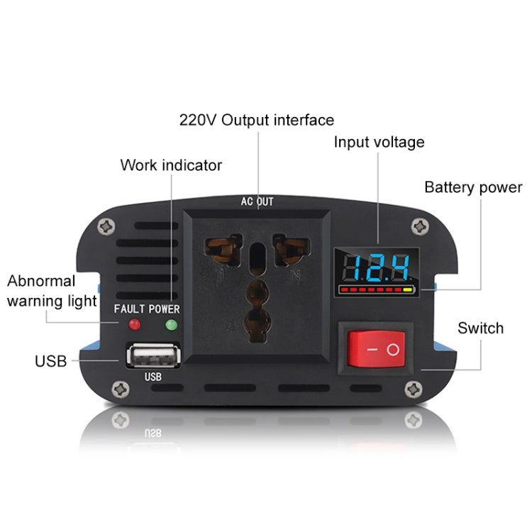 Carmaer 500W Car Smart Multi-function Digital Display Inverter Household Power Converter, Specification:24V to 220V - Modified Square Wave by buy2fix | Online Shopping UK | buy2fix