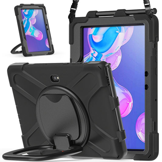 For Samsung Galaxy Tab Active Pro / 4 Pro / 5 Pro Silicone + PC Protective Case with Holder & Shoulder Strap(Black) by buy2fix