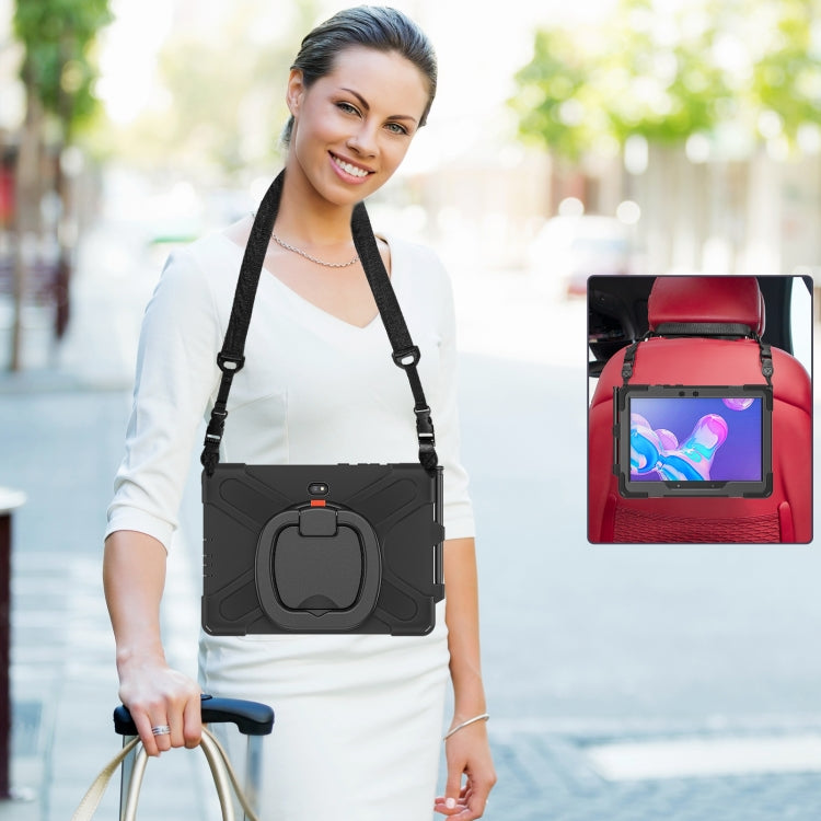 For Samsung Galaxy Tab Active Pro / 4 Pro / 5 Pro Silicone + PC Protective Case with Holder & Shoulder Strap(Black) by buy2fix