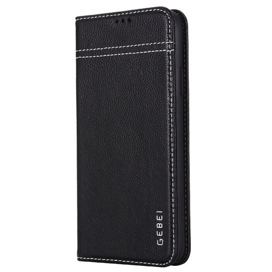 For iPhone 11 Pro GEBEI Top-grain Leather Horizontal Flip Protective Case with Holder & Card Slots(Black) by GEBEI