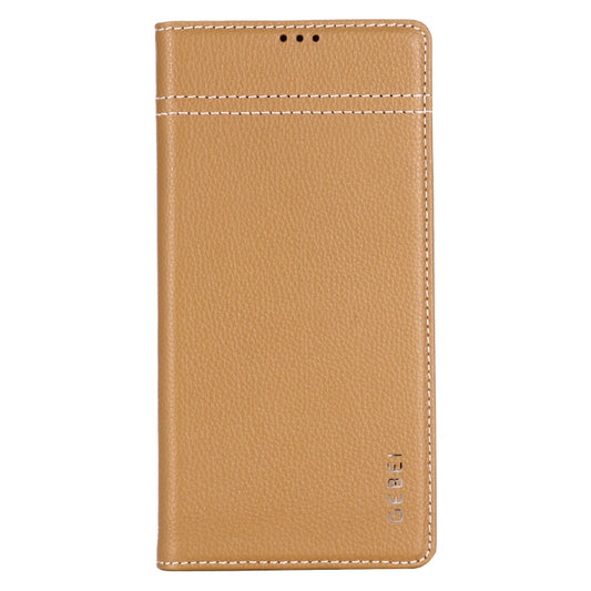 For Galaxy Note 10 GEBEI Top-grain Leather Horizontal Flip Protective Case with Holder & Card Slots(Khaki) by GEBEI