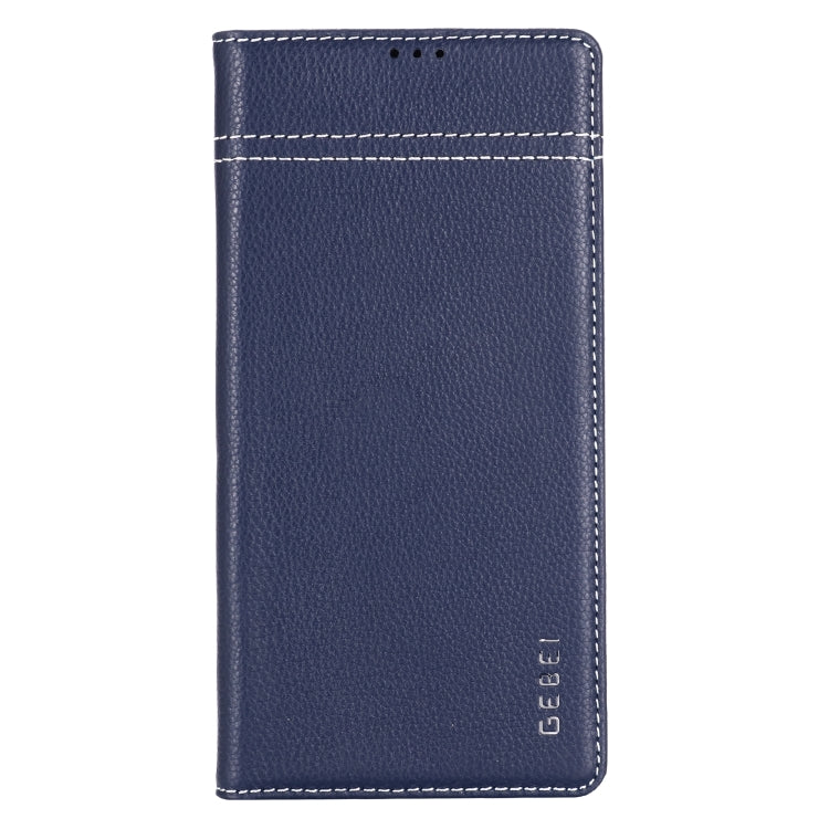 For Galaxy Note 10 GEBEI Top-grain Leather Horizontal Flip Protective Case with Holder & Card Slots(Blue) - Galaxy Phone Cases by GEBEI | Online Shopping UK | buy2fix