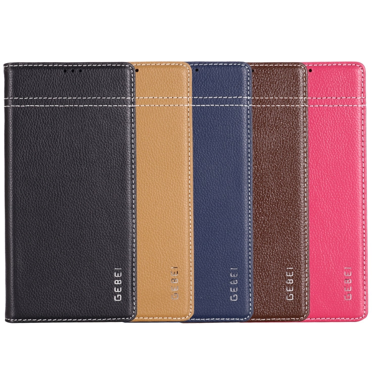 For Galaxy Note 10+ GEBEI Top-grain Leather Horizontal Flip Protective Case with Holder & Card Slots(Blue) by GEBEI