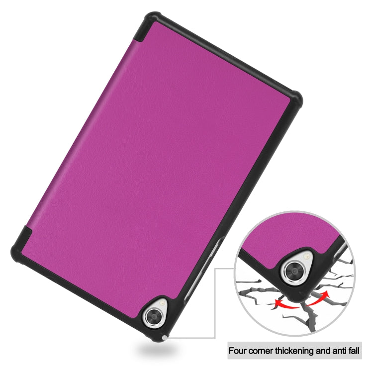 For Lenovo Tab M8 3rd Gen Custer Texture Horizontal Flip Leather Case with Three-folding Holder(Purple) by buy2fix