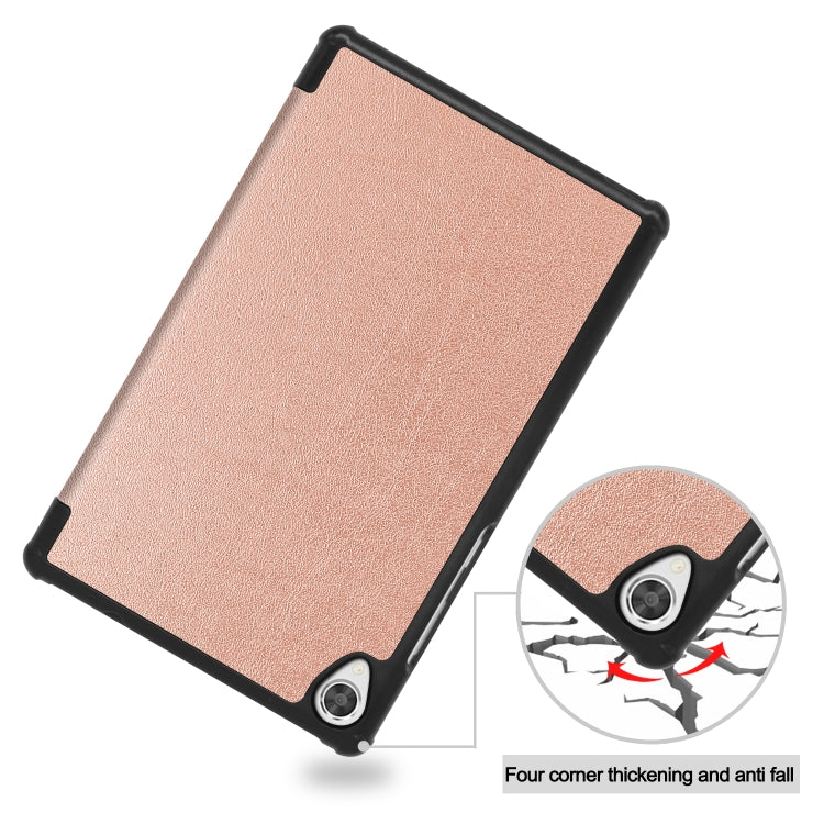 For Lenovo Tab M8 3rd Gen Custer Texture Horizontal Flip Leather Case with Three-folding Holder(Rose Gold) by buy2fix