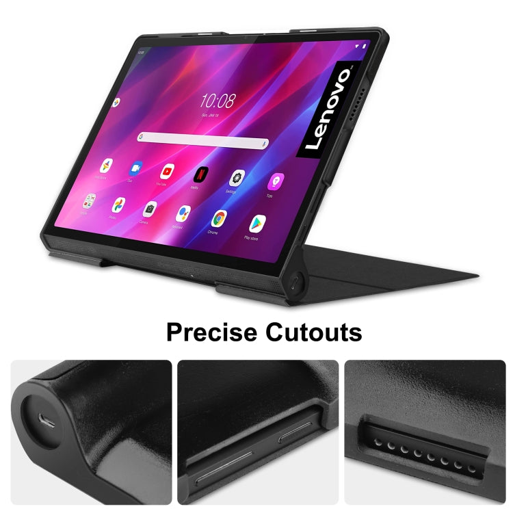 For Lenovo Yoga Tab 11 / YT-J706X Custer Texture Horizontal Flip PU Leather Case with Holder & Sleep / Wake-up Function(Black) - Lenovo by buy2fix | Online Shopping UK | buy2fix