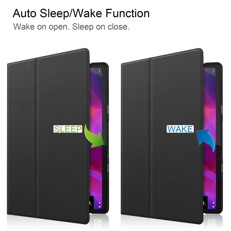For Lenovo Yoga Tab 11 / YT-J706X Custer Texture Horizontal Flip PU Leather Case with Holder & Sleep / Wake-up Function(Black) - Lenovo by buy2fix | Online Shopping UK | buy2fix