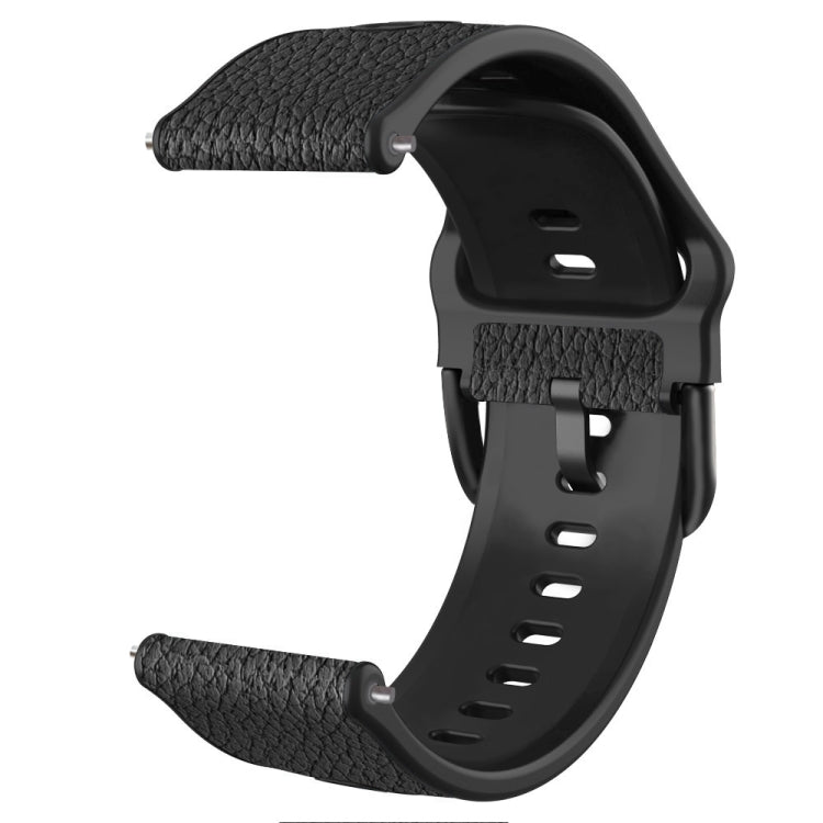 20mm Two-layer Cowhide Leather Watch Band(Black) - Watch Bands by buy2fix | Online Shopping UK | buy2fix