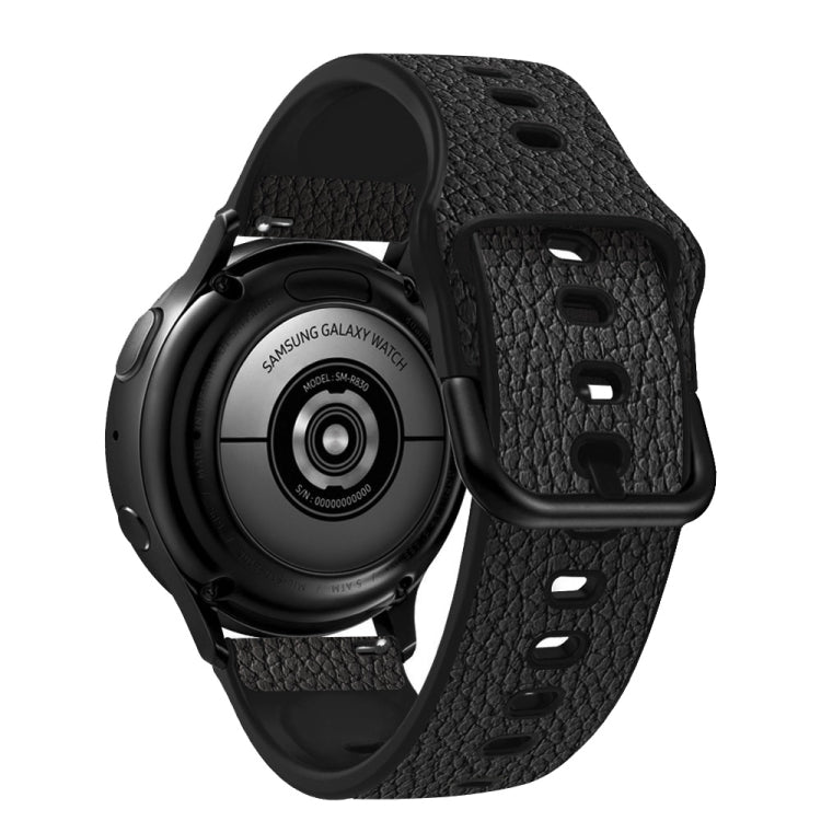 20mm Two-layer Cowhide Leather Watch Band(Black) - Watch Bands by buy2fix | Online Shopping UK | buy2fix