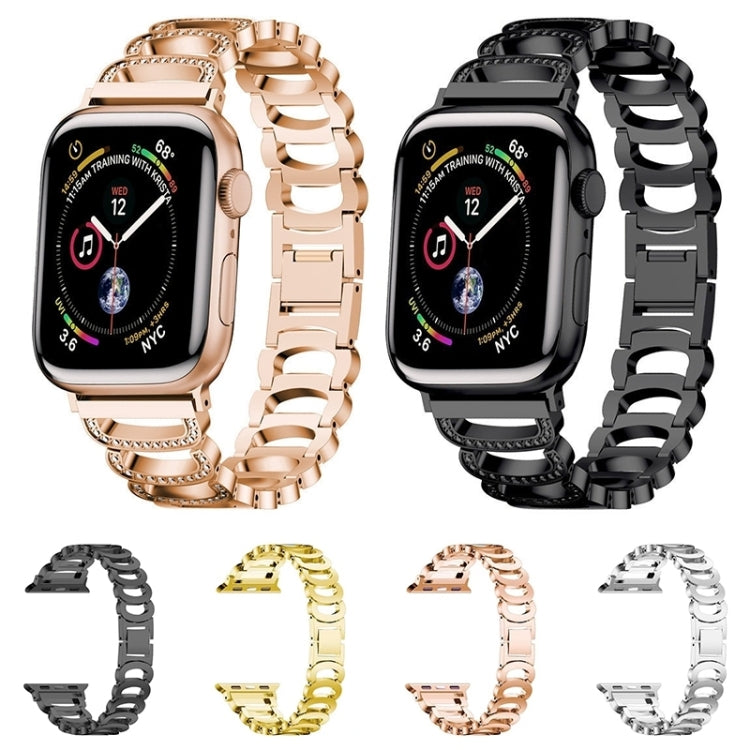 C-type Diamond Steel Watch Band For Apple Watch Ultra 49mm&Watch Ultra 2 49mm / Series 9&8&7 45mm / SE 3&SE 2&6&SE&5&4 44mm / 3&2&1 42mm(Gold) by buy2fix