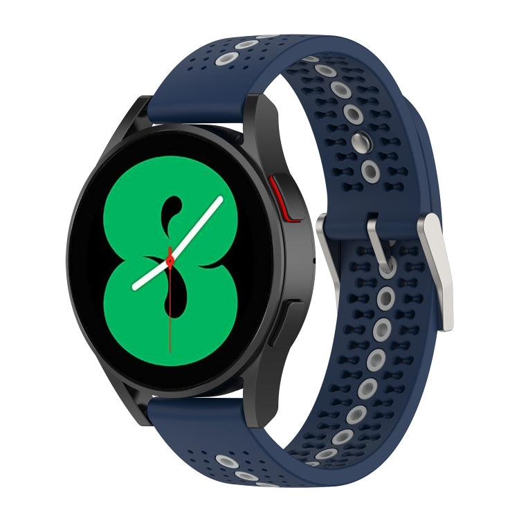 20mm Universal Colorful Hole Silicone Watch Band(Midnight Blue Grey) - Watch Bands by buy2fix | Online Shopping UK | buy2fix