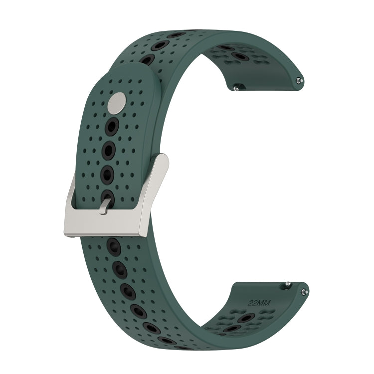 For Suunto 9 Peak Universal Colorful Hole Silicone Watch Band(Olive Green Black) - by buy2fix | Online Shopping UK | buy2fix