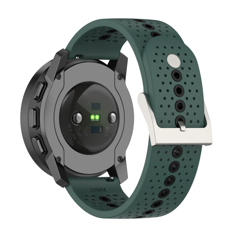 For Suunto 9 Peak Universal Colorful Hole Silicone Watch Band(Olive Green Black) - by buy2fix | Online Shopping UK | buy2fix