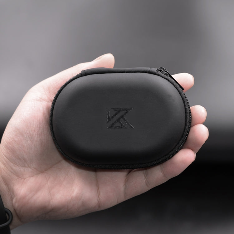 KZ Portable PU Leather Oval Data Cable Charger Earphone Storage Box(Black) by KZ