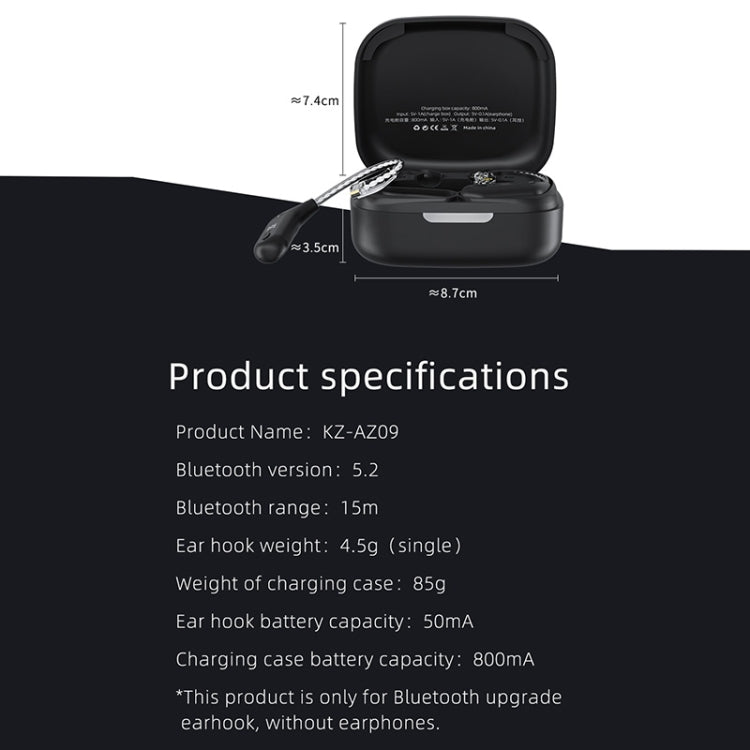 KZ AZ09 Bluetooth Earphone Ear Hook 5.2 Wireless Bluetooth Module Upgrade Cable, Style:B by KZ