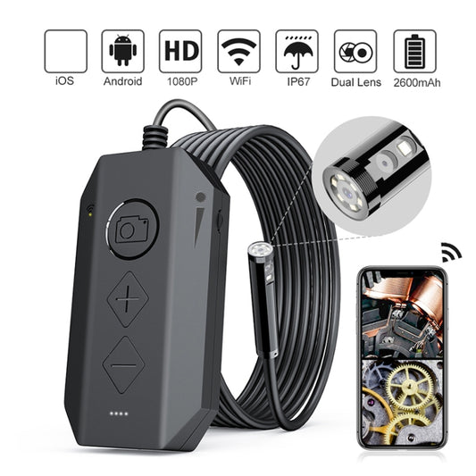 Y17 5MP 7.9mm Dual-lens HD Autofocus WiFi Industrial Digital Endoscope Zoomable Snake Camera, Cable Length:10m Hard Cable(Black) by buy2fix