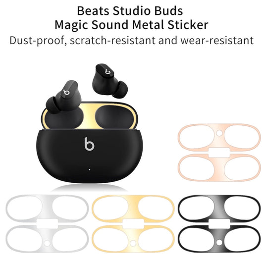 For Beats Studio Buds Wireless Bluetooth Earphone Magic Sound Metal Protective Sticker(Rose Gold) by buy2fix