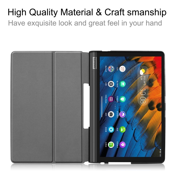 For Lenovo Yoga Smart Tab Custer Texture Horizontal Flip Leather Case with Two-folding Holder(Black) by buy2fix