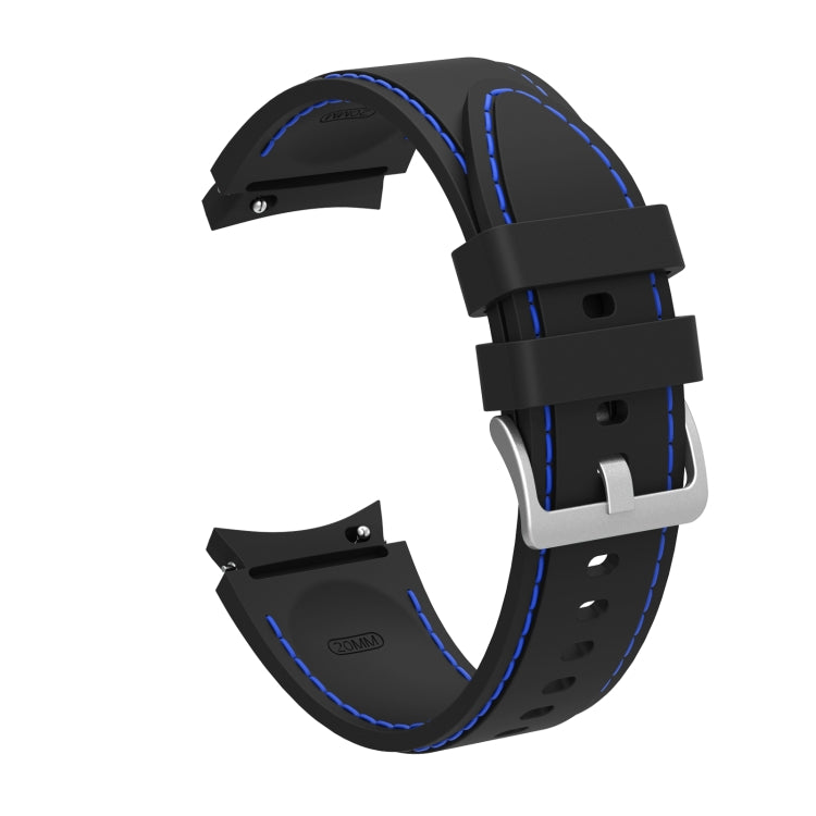 For Samsung Galaxy Watch4 / Watch4 Classic Silicone Stitching Watch Band(Black Blue) - Watch Bands by buy2fix | Online Shopping UK | buy2fix