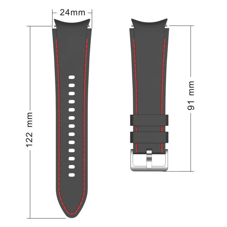 For Samsung Galaxy Watch4 / Watch4 Classic Silicone Stitching Watch Band(Black Blue) - Watch Bands by buy2fix | Online Shopping UK | buy2fix