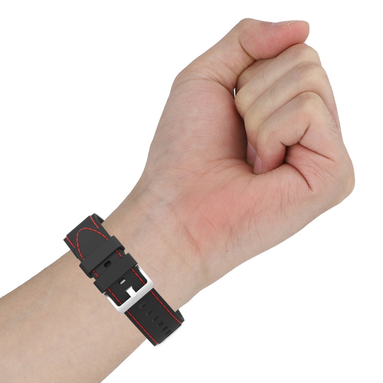 For Samsung Galaxy Watch4 / Watch4 Classic Silicone Stitching Watch Band(Black Red) - Watch Bands by buy2fix | Online Shopping UK | buy2fix