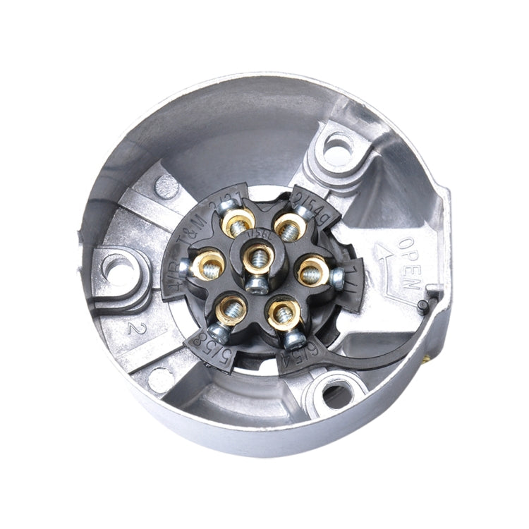 A0201 12V 7 Pin Round Plug Female Metal Trailer Adapter Connector Boat Carvan EU Plug - Terminal connectors by buy2fix | Online Shopping UK | buy2fix