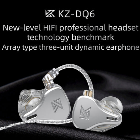 KZ DQ6 3-unit Dynamic HiFi In-Ear Wired Earphone With Mic(Silver) by KZ