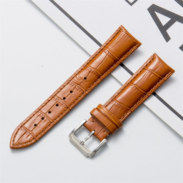 20mm Calf Leather Watch Band(Light Brown) - Watch Bands by buy2fix | Online Shopping UK | buy2fix