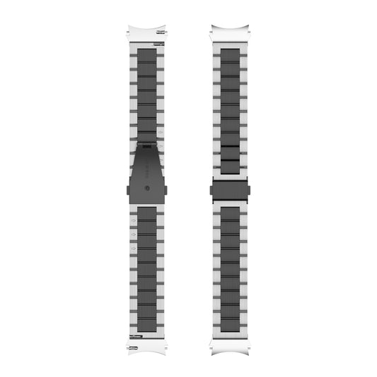 For Samsung Galaxy Watch4 / Watch4 Classic Three Strains Steel Watch Band(Silver Black) by buy2fix