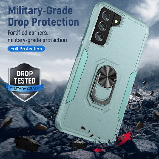 For Samsung Galay S21 5G Pioneer Armor Heavy Duty PC + TPU Shockproof Case with Holder(Green) by buy2fix