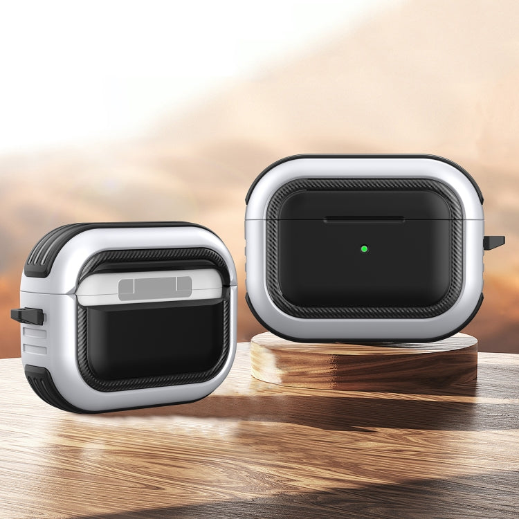 Wireless Earphones Shockproof TPU + PC Protective Case with Carabiner For AirPods Pro(Black+Silver) - For AirPods Pro by buy2fix | Online Shopping UK | buy2fix