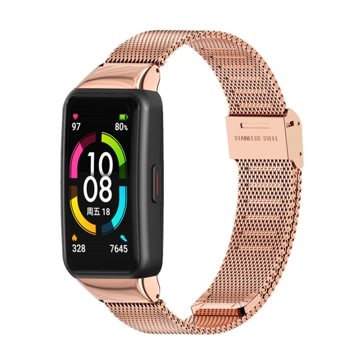For Huawei Band 6 / Honor Band 6 / 7 MIJOBS Milan Stainless Steel Watch Band(Rose Gold) - Watch Bands by MIJOBS | Online Shopping UK | buy2fix