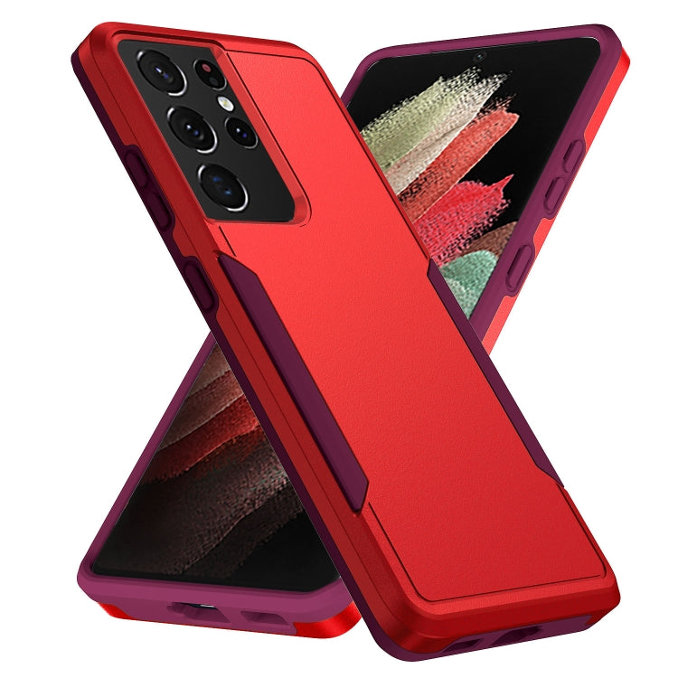 For Samsung Galay S21 Ultra 5G Pioneer Armor Heavy Duty PC + TPU Shockproof Case(Red) - Galaxy S21 Ultra 5G Cases by buy2fix | Online Shopping UK | buy2fix