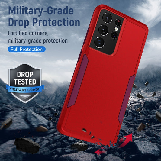 For Samsung Galay S21 Ultra 5G Pioneer Armor Heavy Duty PC + TPU Shockproof Case(Red) by buy2fix