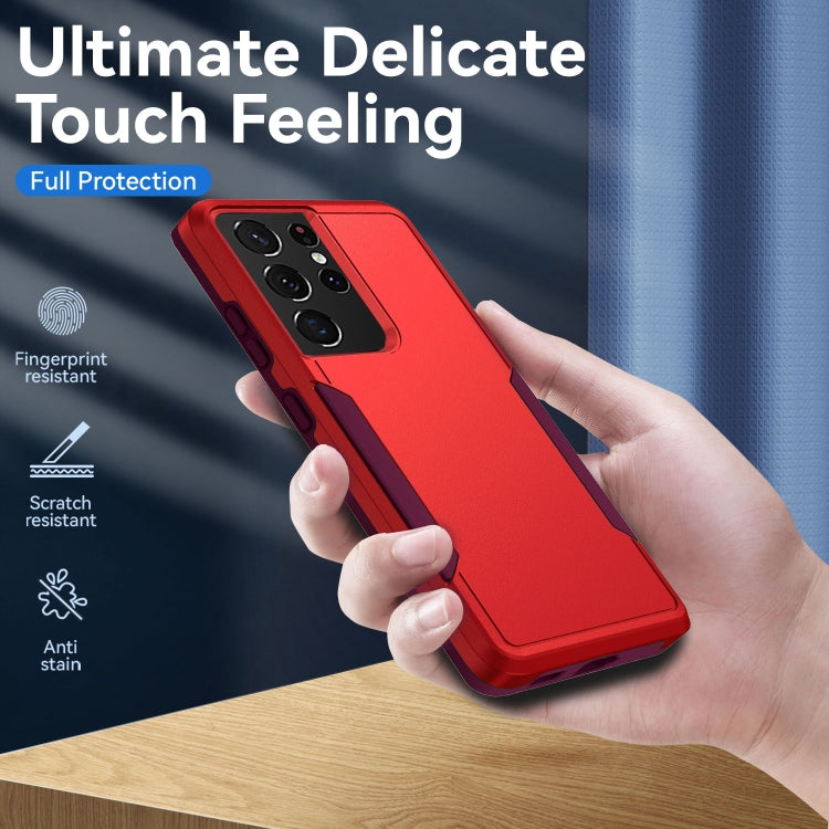 For Samsung Galay S21 Ultra 5G Pioneer Armor Heavy Duty PC + TPU Shockproof Case(Red) - Galaxy S21 Ultra 5G Cases by buy2fix | Online Shopping UK | buy2fix