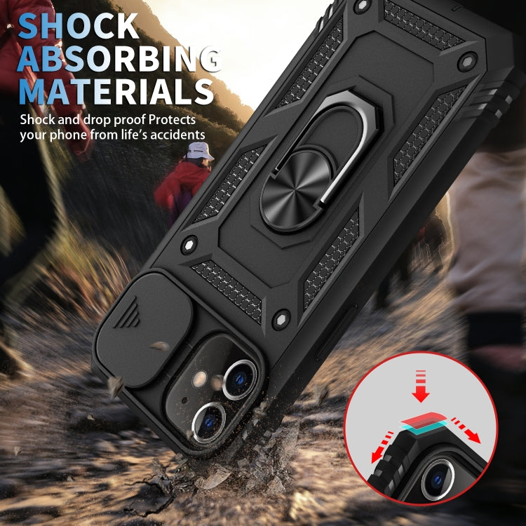 For iPhone 11 Sliding Camera Cover Design TPU + PC Protective Case with 360 Degree Rotating Holder & Card Slot (Black+Black) - iPhone 11 Cases by buy2fix | Online Shopping UK | buy2fix