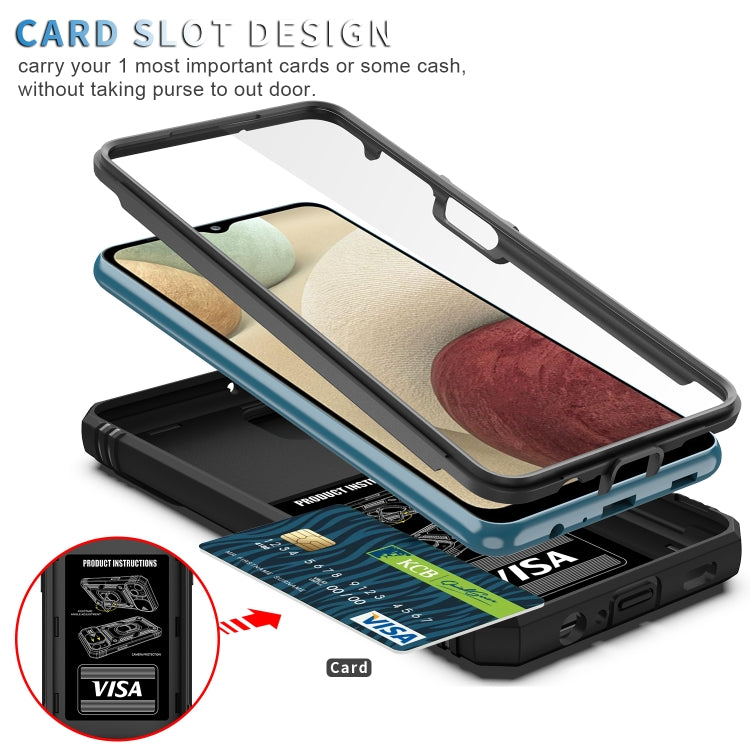 For Samsung Galaxy A12 Sliding Camera Cover Design TPU + PC Protective Case with 360 Degree Rotating Holder & Card Slot(Black+Black) - Galaxy Phone Cases by buy2fix | Online Shopping UK | buy2fix