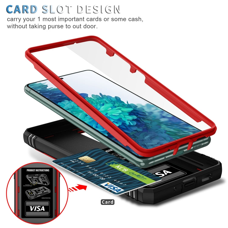 For Samsung Galaxy S20 FE Sliding Camera Cover Design TPU + PC Protective Case with 360 Degree Rotating Holder & Card Slot(Red+Black) by buy2fix