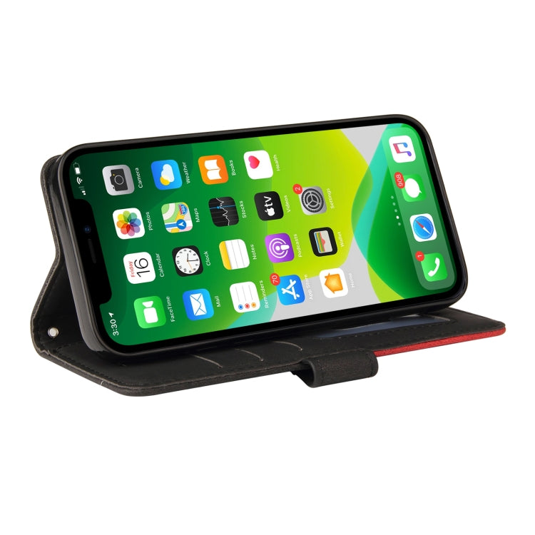 For iPhone 13 Dual-color Splicing Horizontal Flip PU Leather Case with Holder & Card Slots & Wallet(Black) - iPhone 13 Cases by buy2fix | Online Shopping UK | buy2fix