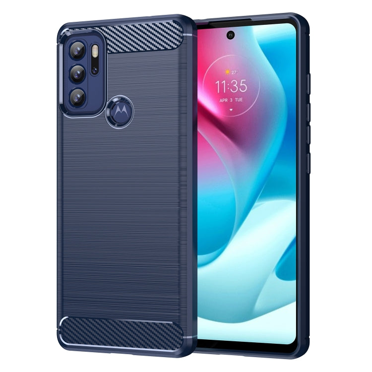 For Motorola Moto G60S Brushed Texture Carbon Fiber TPU Case(Navy Blue) - Motorola Cases by buy2fix | Online Shopping UK | buy2fix