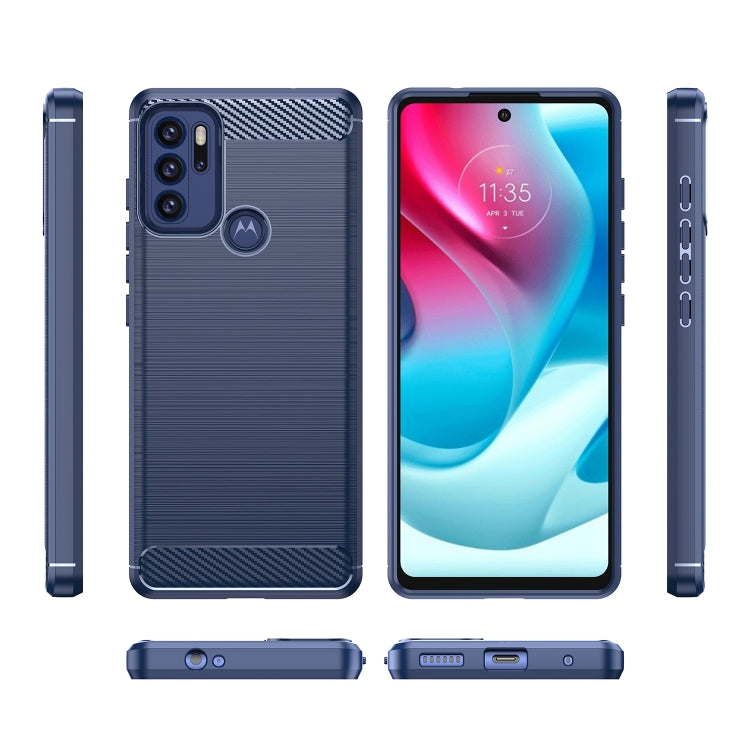 For Motorola Moto G60S Brushed Texture Carbon Fiber TPU Case(Navy Blue) - Motorola Cases by buy2fix | Online Shopping UK | buy2fix