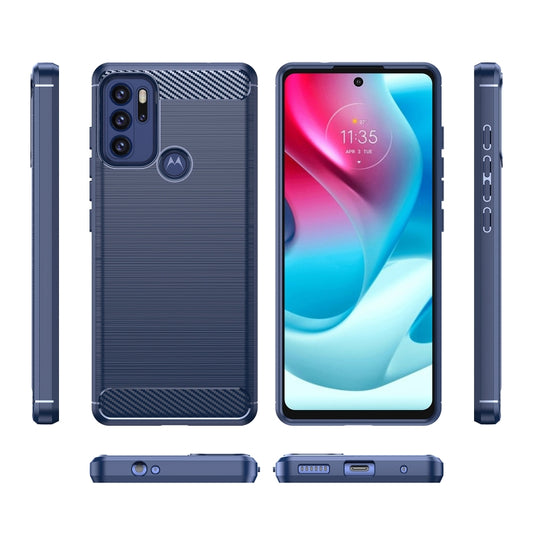 For Motorola Moto G60S Brushed Texture Carbon Fiber TPU Case(Navy Blue) by buy2fix