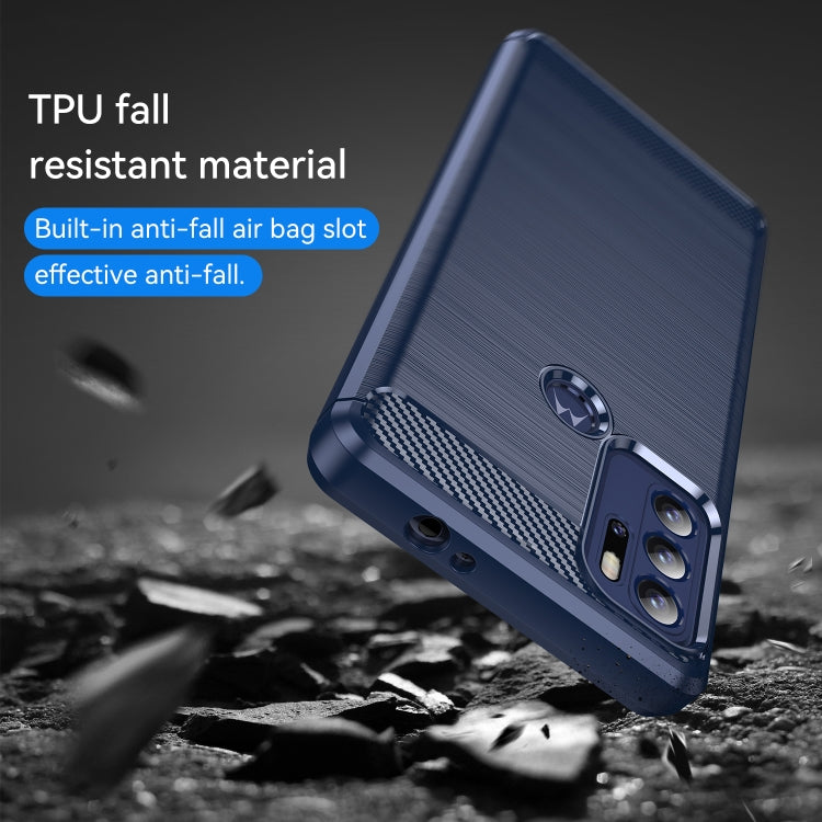 For Motorola Moto G60S Brushed Texture Carbon Fiber TPU Case(Navy Blue) - Motorola Cases by buy2fix | Online Shopping UK | buy2fix