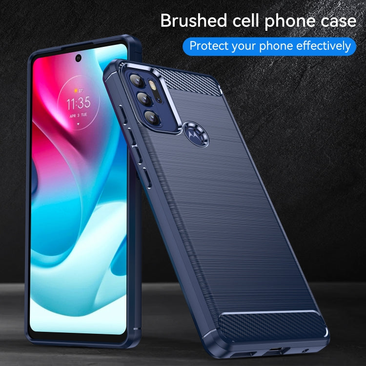 For Motorola Moto G60S Brushed Texture Carbon Fiber TPU Case(Navy Blue) - Motorola Cases by buy2fix | Online Shopping UK | buy2fix