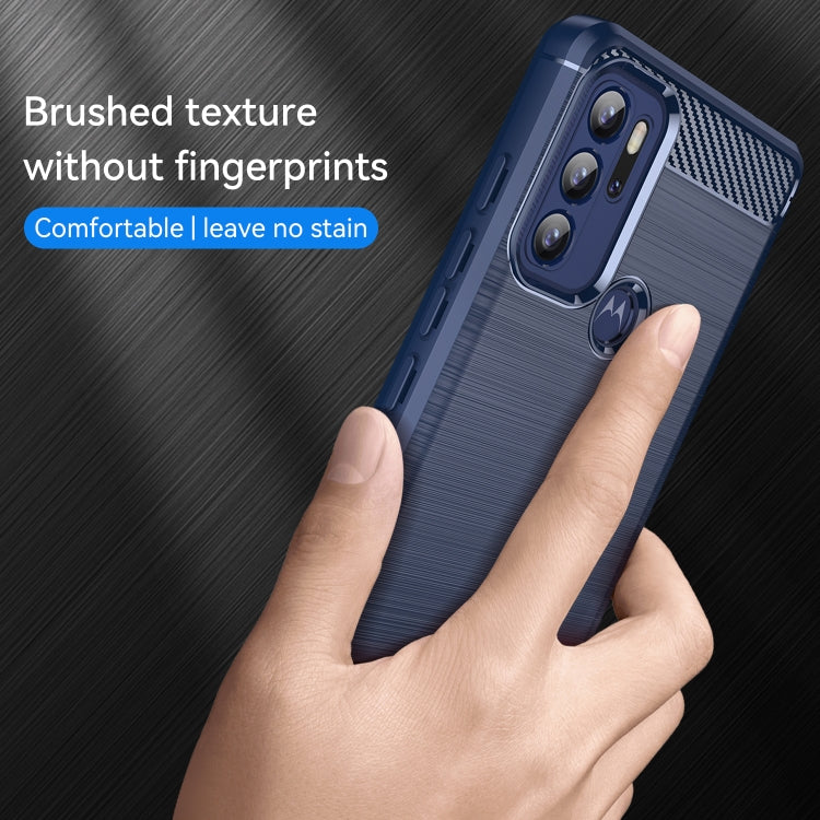 For Motorola Moto G60S Brushed Texture Carbon Fiber TPU Case(Navy Blue) - Motorola Cases by buy2fix | Online Shopping UK | buy2fix