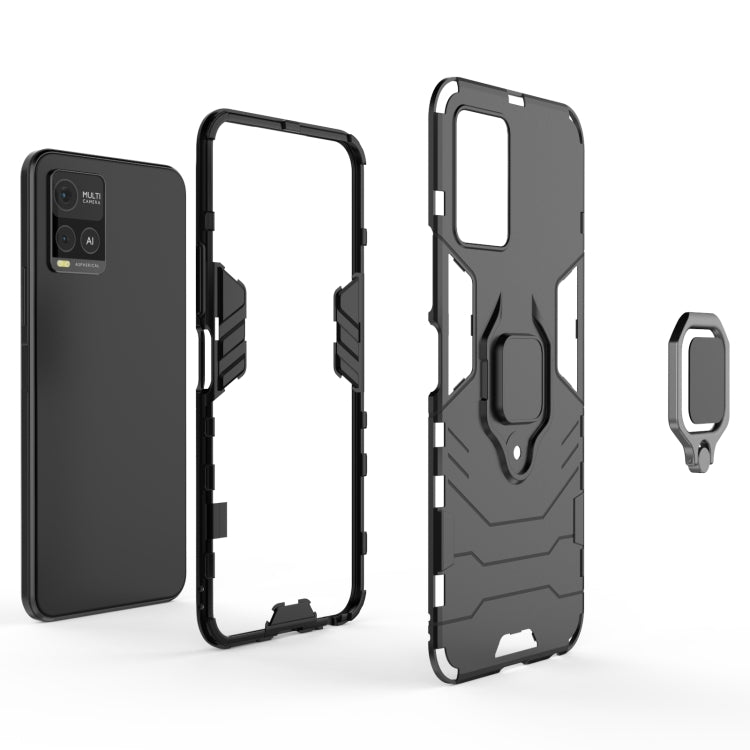 For vivo Y21 Shockproof PC + TPU Protective Case with Magnetic Ring Holder(Black) - vivo Cases by buy2fix | Online Shopping UK | buy2fix