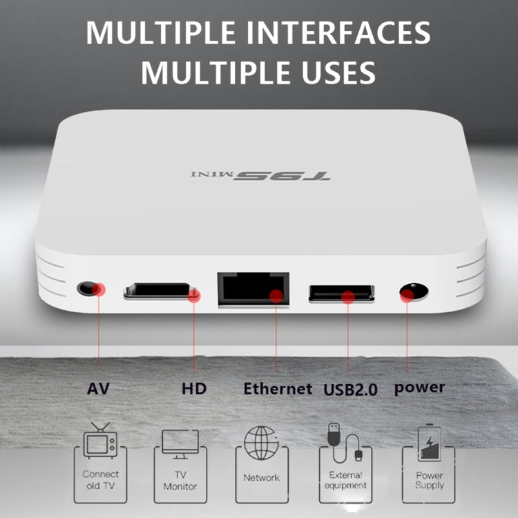 T95MINI 4K HD Network TV Set Top Box, Android 10.0, Allwinner H313 Quad Core 64-bit Cortex-A53, 1GB + 8GB, Support 2.4G WiFi, HDMI, AV, LAN, USB 2.0, EU Plug - Allwinner H3 by buy2fix | Online Shopping UK | buy2fix